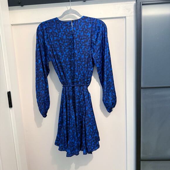 Willa Story Silk Dress Women's Size XS Blue Print Long Sleeve Mini Anthropologie - Picture 8 of 14
